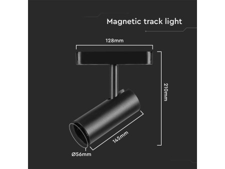 SKU 10256 VT-4221 V-TAC Faretto LED da Binario Magnetico 20W Colore Nero 6400K IP20 CRI90