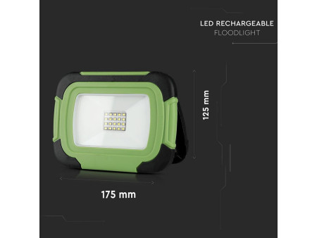 SKU 20039 VT-20-R V-TAC PRO Faro LED Chip Samsung 20W Ricaricabile con Sos Flash 4000K IP44