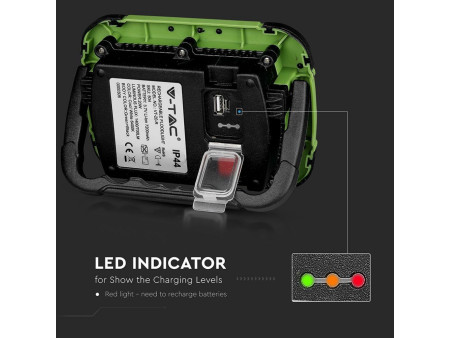 SKU 20039 VT-20-R V-TAC PRO Faro LED Chip Samsung 20W Ricaricabile con Sos Flash 4000K IP44