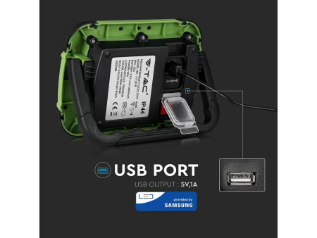 SKU 20039 VT-20-R V-TAC PRO Faro LED Chip Samsung 20W Ricaricabile con Sos Flash 4000K IP44