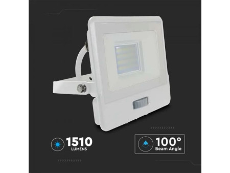 SKU 20295 VT-128S V-TAC PRO Faro LED SMD Chip Samsung 20W con Sensore PIR Cavo 1m Bianco 3000K IP65
