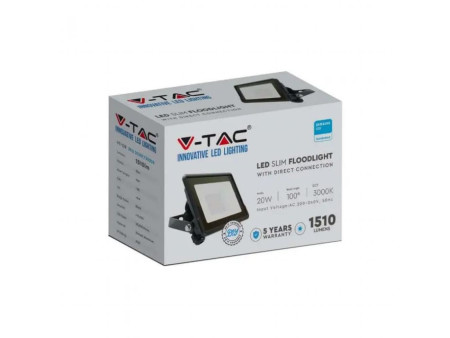 SKU 20309 VT-128 V-TAC PRO Faro LED SMD Chip Samsung 20W Nero 6500K IP65