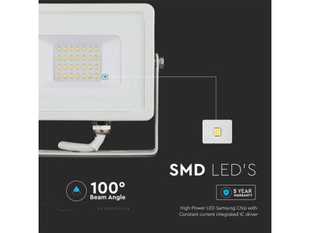 SKU 21442 VT-20-W V-TAC PRO Faro LED SMD Chip Samsung 20W Bianco 3000K IP65