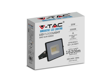 SKU 215947 VT-4021B V-TAC Faro LED SMD 20W E-Series G2 Nero 4000K IP65