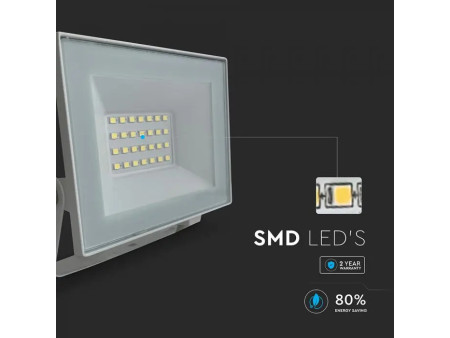 SKU 23985 VT-44022 V-TAC Faro LED SMD 20W Slim E-Series con Driver Integrato Bianco 6500K IP65