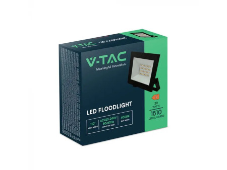 SKU 23984 VT-44022 V-TAC Faro LED SMD 20W Slim E-Series con Driver Integrato Nero 4000K IP65