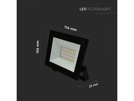SKU 23984 VT-44022 V-TAC Faro LED SMD 20W Slim E-Series con Driver Integrato Nero 4000K IP65