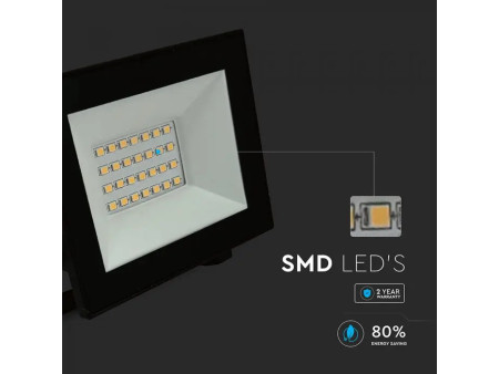SKU 23984 VT-44022 V-TAC Faro LED SMD 20W Slim E-Series con Driver Integrato Nero 4000K IP65