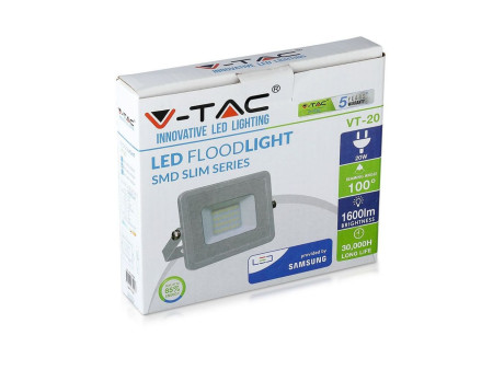 SKU 443 VT-20-W V-TAC PRO Faro LED SMD Chip Samsung 20W Bianco 4000K IP65