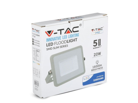 SKU 446 VT-20-G V-TAC PRO Faro LED SMD Chip Samsung 20W Grigio 4000K IP65