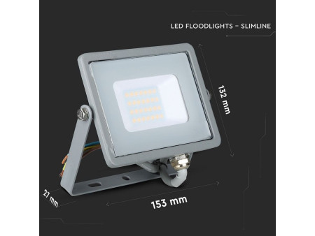 SKU 447 VT-20-G V-TAC PRO Faro LED SMD Chip Samsung 20W Grigio 6400K IP65