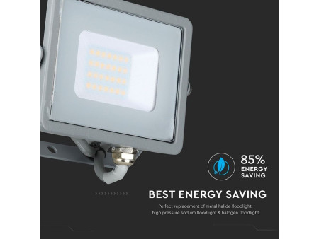SKU 445 VT-20-G V-TAC PRO Faro LED SMD Chip Samsung 20W Grigio 3000K IP65