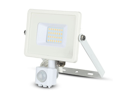 SKU 448 VT-20-S-B V-TAC PRO Faro LED SMD Chip Samsung 20W con Sensore PIR/Crepuscolare e Interruttore Bianco 3000K IP65