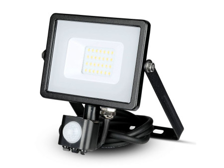 SKU 451 VT-20-S-W V-TAC PRO Faro LED SMD Chip Samsung 20W con Sensore PIR/Crepuscolare e Interruttore Nero 3000K IP65