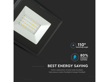 SKU 5948 VT-4021-B V-TAC Faro LED SMD 20W E-Series Nero 6400K IP65