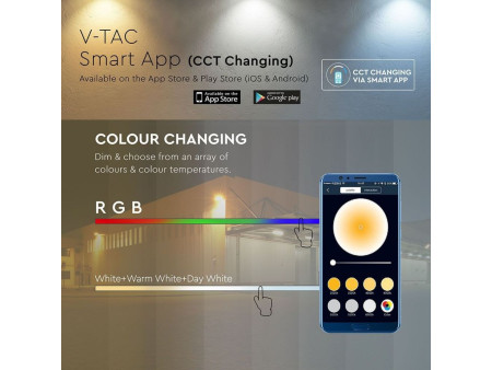 SKU 5985 VT-5020 V-TAC Faro LED Smart SMD 20W RGB+CCT controllo Bluetooth tramite App Nero IP65