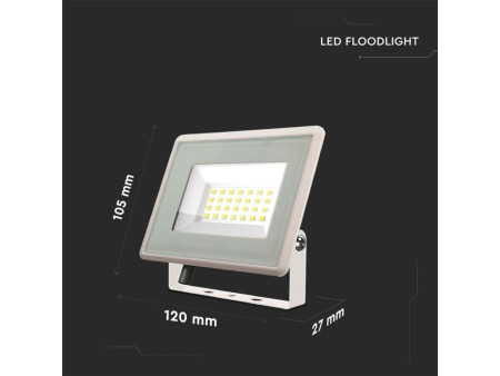 SKU 6742 VT-4924-W V-TAC Faro LED SMD 20W F-Series con Driver IC Integrato Colore Bianco 6500K IP65