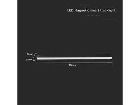 SKU 6883 VT-3620 V-TAC Plafoniera LED SMD Lineare Binario Magnetica 20W 48V 43x22x580mm Colore Nero per Google Home e Alexa 3in1