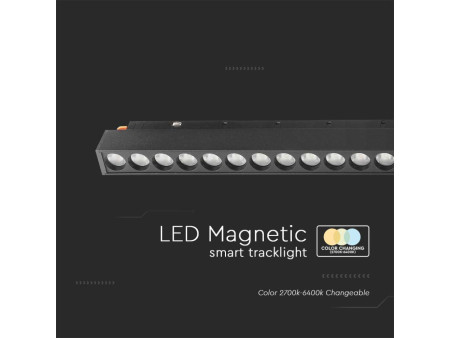 SKU 6885 VT-3621 V-TAC Faretto LED Binario Magnetico Regolabile 20W 48V Nero per Google Home e Alexa 3in1