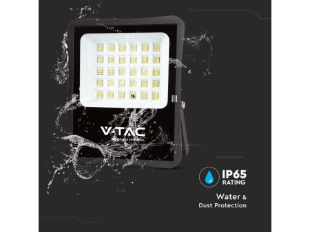 SKU 6970 VT-55300 V-TAC Faro LED Solare 20W con Telecomando e Batteria LFP Cavo 5m Nero 6400K