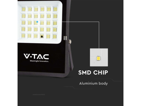 SKU 6970 VT-55300 V-TAC Faro LED Solare 20W con Telecomando e Batteria LFP Cavo 5m Nero 6400K