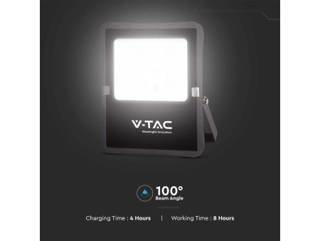SKU 6971 VT-55300 V-TAC Faro LED Solare 20W con Telecomando e Batteria LFP Cavo 5m Nero 4000K