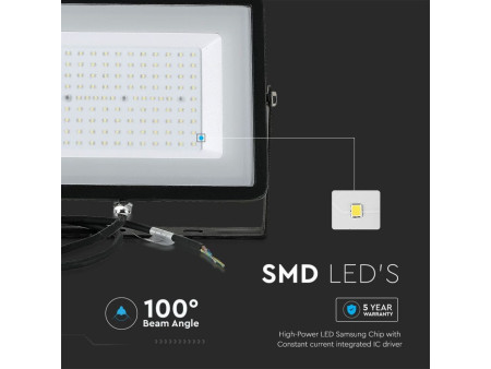 SKU 21422 VT-300-B V-TAC PRO Faro LED SMD Chip Samsung 300W Nero 4000K IP65
