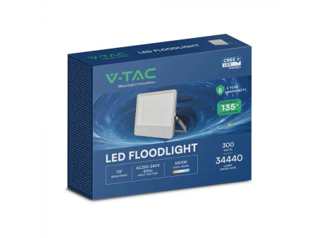 SKU 238256 VT-44003 V-TAC PRO Faro LED SMD Chip CREE 300W 135LM/W Slim Cavo 1m Nero 4000K IP65