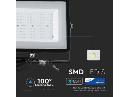 SKU 422 VT-300-B V-TAC PRO Faro LED SMD Chip Samsung 300W Nero 4000K IP65