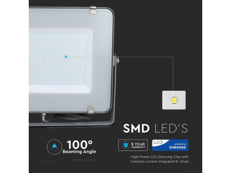 SKU 489 VT-300-G V-TAC PRO Faro LED SMD Chip Samsung 300W Grigio 6400K IP65