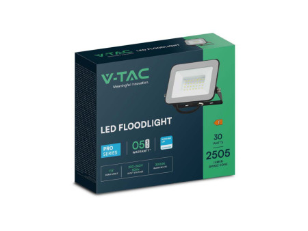 SKU 10021 VT-44030 V-TAC PRO Faro LED SMD Chip Samsung 30W Nero 4000K IP65
