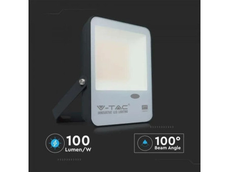 SKU 20170 VT-37 V-TAC PRO Faro LED SMD Chip Samsung 30W 100LM/W con Sensore Crepuscolare Nero 4000K IP65