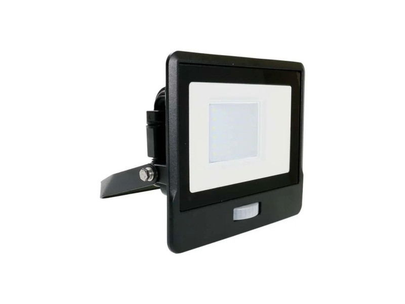 SKU 20264 VT-138S V-TAC PRO Faro LED SMD Chip Samsung 30W con Sensore PIR Nero 6500K IP65