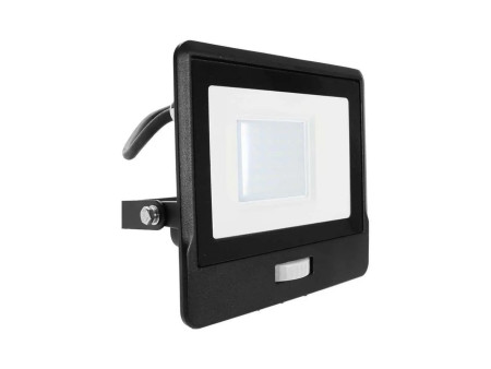 SKU 20286 VT-138S-1 V-TAC PRO Faro LED SMD Chip Samsung 30W con Sensore PIR Cavo 1m Nero 3000K IP65