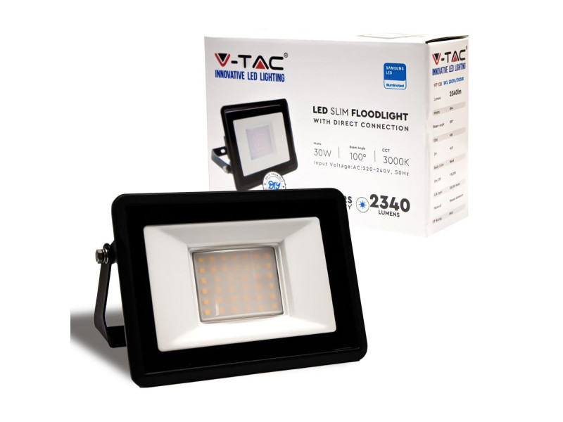 SKU 20311 VT-138 V-TAC PRO Faro LED SMD Chip Samsung 30W Nero 4000K IP65