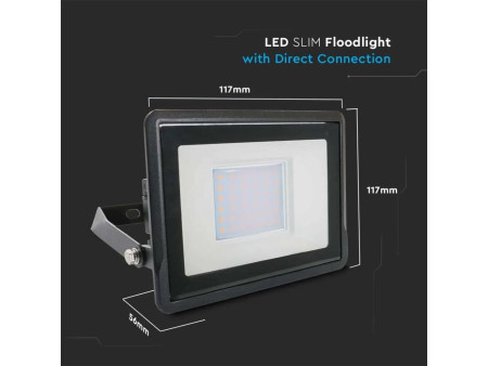SKU 20312 VT-138 V-TAC PRO Faro LED SMD Chip Samsung 30W Nero 6500K IP65