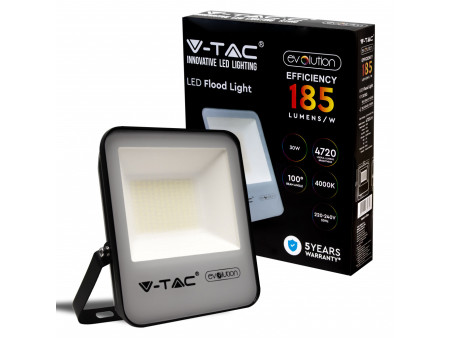 SKU 20450 VT-30185 V-TAC PRO Faro LED SMD Chip Samsung 30W 185LM/W Nero 6400K IP65