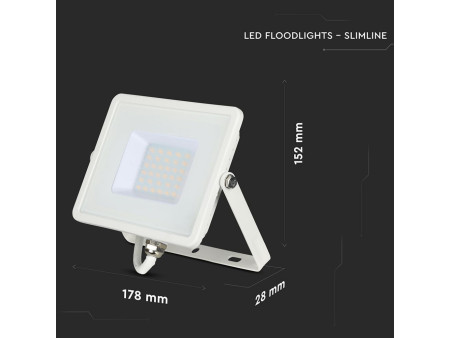 SKU 21403 VT-30 V-TAC PRO Faro LED SMD Chip Samsung 30W Bianco 3000K IP65