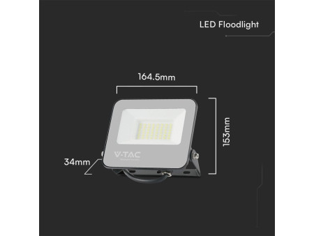 SKU 23462 VT-44034 V-TAC Faro LED SMD 30W con Telecomando Driver Integrato Nero/Grigio RGB+6500K IP65
