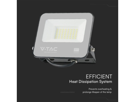 SKU 23599 VT-44035  Confronta V-TAC PRO Faro LED SMD Chip Samsung 100LM/W 30W Cavo 1m Nero 3000K IP65