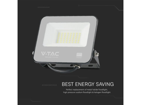 SKU 23599 VT-44035  Confronta V-TAC PRO Faro LED SMD Chip Samsung 100LM/W 30W Cavo 1m Nero 3000K IP65