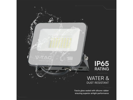 SKU 23599 VT-44035  Confronta V-TAC PRO Faro LED SMD Chip Samsung 100LM/W 30W Cavo 1m Nero 3000K IP65