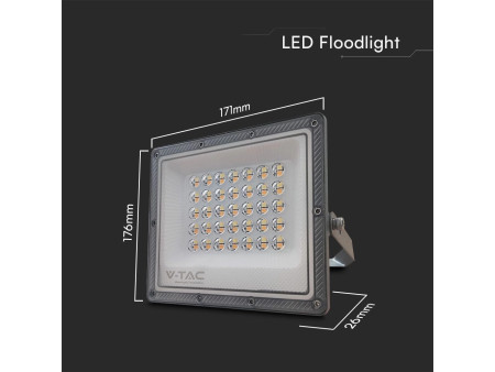 SKU 23613 VT-44030 V-TAC Faro LED SMD 30W Driver IC Integrato e LED Sostituibili Grigio CCT IP65