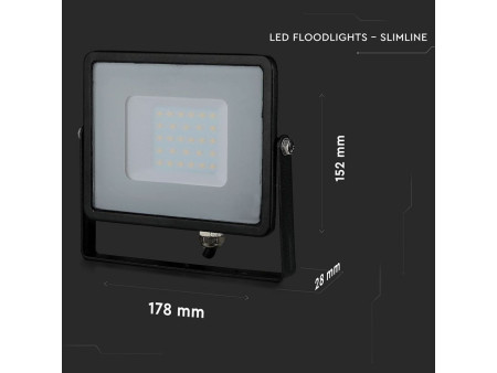 SKU 401 VT-30-B V-TAC PRO Faro LED SMD Chip Samsung 30W Nero 4000K IP65