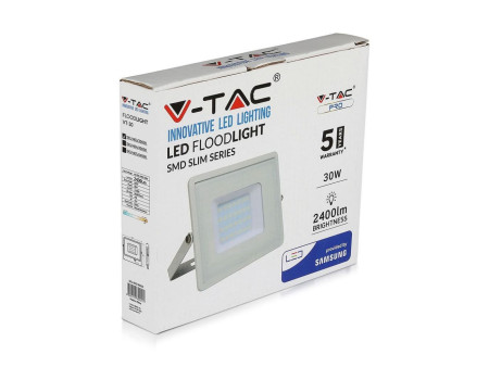 SKU 405 VT-30-W V-TAC PRO Faro LED SMD Chip Samsung 30W Bianco 6400K IP65