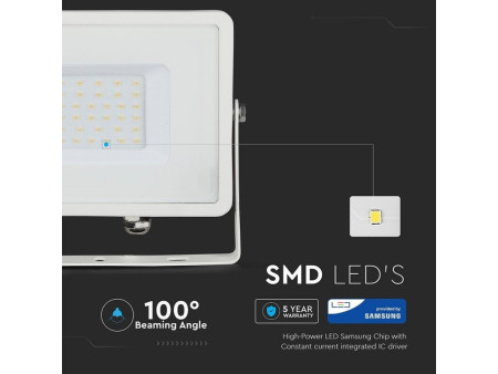 SKU 403 VT-30-W V-TAC PRO Faro LED SMD Chip Samsung 30W Bianco 3000K IP65
