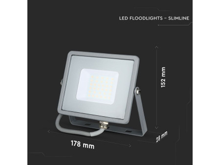SKU 454 VT-30-G V-TAC PRO Faro LED SMD Chip Samsung 30W Grigio 3000K IP65