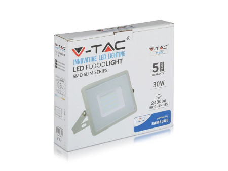 SKU 456 VT-30-G V-TAC PRO Faro LED SMD Chip Samsung 30W Grigio 6400K IP65