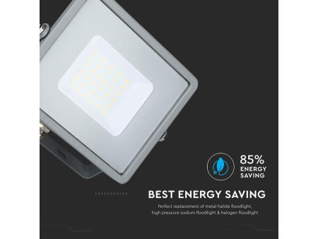 SKU 454 VT-30-G V-TAC PRO Faro LED SMD Chip Samsung 30W Grigio 3000K IP65