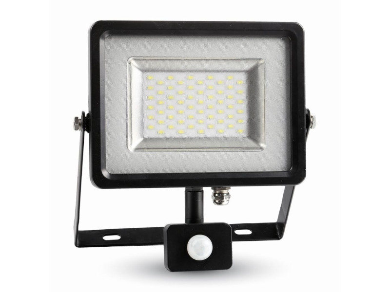 SKU 5699 VT-4830 V-TAC Faro LED SMD 30W con Sensore PIR Nero 3000K IP44